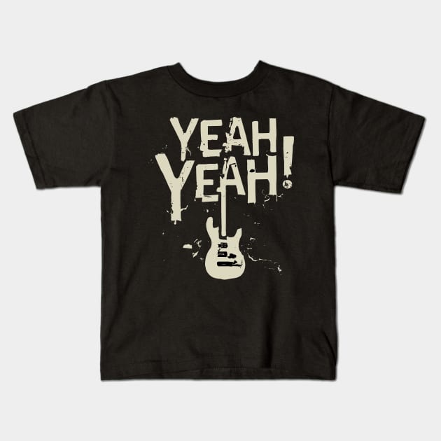 Yeah Distressed guitar Kids T-Shirt by Kingrocker Clothing